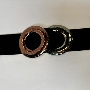 Vintage Rapid Belt Co Black Belt Double Ring Buckle Size L